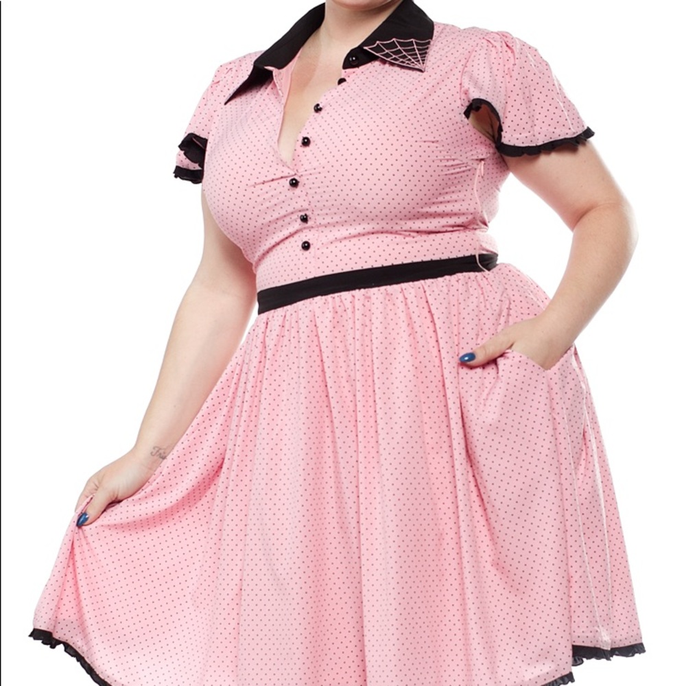 Sourpuss Pink spiderweb Lydia dress